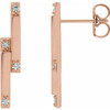 14 Karat Rose Gold 0.10 Carat Diamond Bar Earrings