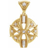 White Diamond in 14 Karat Yellow Gold 0.25 Carat Diamond Vintage Inspired Pendant