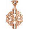 White Diamond in 14 Karat Rose Gold 0.25 Carat Diamond Vintage Inspired Pendant