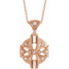 White Diamond Necklace in 14 Karat Rose Gold 0.25 Carat Diamond Vintage Inspired 16 inch Necklace