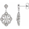 14 Karat White Gold 0.40 Carat Diamond Vintage Inspired Earrings