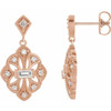 14 Karat Rose Gold 0.40 Carat Diamond Vintage Inspired Earrings