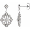 Sterling Silver 0.40 Carat Diamond Vintage Inspired Earrings