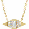 White Diamond Necklace in 14 Karat Yellow Gold 0.16 Carat Diamond Semi-Set Geometric 16 inch Necklace