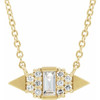 White Diamond Necklace in 14 Karat Yellow Gold 0.16 Carat Diamond Semi-Set Geometric 18 inch Necklace