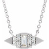 Real Diamond Necklace in Platinum 0.16 Carat Diamond Semi-Set Geometric 18 inch Necklace