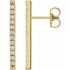 14 Karat Yellow Gold 0.33 Carat Diamond French Set Bar Earrings