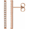 14 Karat Rose Gold 0.33 Carat Diamond French Set Bar Earrings