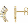 14 Karat Yellow Gold 0.33 Carat Diamond Curved Fan Earrings