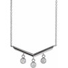 White Diamond Necklace in 14 Karat White Gold 0.33 Carat Diamond V Bar 16 inch Necklace