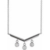 White Diamond Necklace in 14 Karat White Gold 0.33 Carat Diamond V Bar 18 inch Necklace