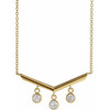 White Diamond Necklace in 14 Karat Yellow Gold 0.33 Carat Diamond V Bar 18 inch Necklace