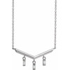 Genuine Diamond Necklace in 14 Karat Genuine Gold 0.12 Carat Diamond V Bar 16 inch Necklace