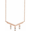 Genuine Diamond Necklace in 14 Karat Rose Gold 0.12 Carat Diamond V Bar 16 inch Necklace