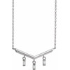 Real Diamond Necklace in Platinum 0.12 Carat Diamond V Bar 18 inch Necklace