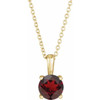 Red Garnet Necklace in 14 Karat Yellow Gold Mozambique Garnet 16 inch Necklace