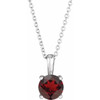 Red Garnet Necklace in Platinum Mozambique Garnet 16 inch Necklace