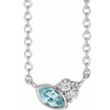 Genuine Zircon Necklace in 14 Karat White Gold Genuine Zircon and .03 Carat Diamond 18 inch Necklace