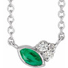 Emerald Necklace in 14 Karat White Gold Emerald and .03 Carat Diamond 18 inch Necklace