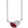 Ruby Necklace in 14 Karat White Gold Ruby and .03 Carat Diamond 18 inch Necklace