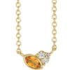 Golden Citrine Necklace in 14 Karat Yellow Gold Citrine and .03 Carat Diamond 16 inch Necklace