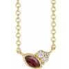 Red Garnet Necklace in 14 Karat Yellow Gold Mozambique Garnet and .03 Carat Diamond 16 inch Necklace