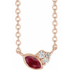 Ruby Necklace in 14 Karat Rose Gold Ruby and .03 Carat Diamond 16 inch Necklace