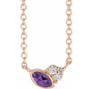 Amethyst Necklace in 14 Karat Rose Gold Amethyst and .03 Carat Diamond 18 inch Necklace