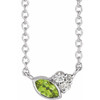 Genuine Peridot Necklace in Platinum Peridot and .03 Carat Diamond 18 inch Necklace