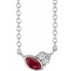Sterling Silver Lab Grown Ruby and .03 Carat Diamond 16 inch Necklace