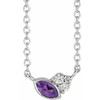 Sterling Silver Amethyst and .03 Carat Diamond 16 inch Necklace