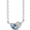 Sterling Silver Aquamarine Gem and .03 Carat Diamond 16 inch Necklace