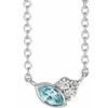 Sterling Silver Blue Zircon and .03 Carat Diamond 16 inch Necklace