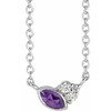 Sterling Silver Amethyst and .03 Carat Diamond 18 inch Necklace