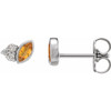 14 Karat White Gold Citrine and .05 Carat Diamond Earrings