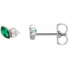 14 Karat White Gold Emerald and .05 Carat Diamond Earrings