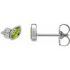 14 Karat White Gold Peridot and .05 Carat Diamond Earrings