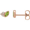 14 Karat Rose Gold Peridot and .05 Carat Diamond Earrings