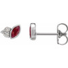 Platinum Lab Created Ruby and .05 Carat Diamond Earrings