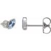 Platinum Aquamarine and .05 Carat Diamond Earrings