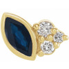 14 Karat Yellow Gold Genuine Blue Sapphire and .03 Carat Diamond Left Earring