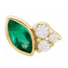 14 Karat Yellow Gold Emerald and .03 Carat Diamond Left Earring