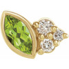 14 Karat Yellow Gold Peridot and .03 Carat Diamond Left Earring