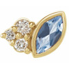 14 Karat Yellow Gold Aquamarine and .03 Carat Diamond Right Earring