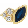 14 Karat Yellow Gold Genuine Blue Sapphire and .03 Carat Diamond Right Earring