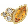 14 Karat Yellow Gold Citrine and .03 Carat Diamond Right Earring