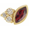 14 Karat Yellow Gold Mozambique Garnet and .03 Carat Diamond Right Earring