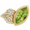 14 Karat Yellow Gold Peridot and .03 Carat Diamond Right Earring