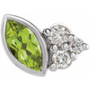 14 Karat White Gold Peridot and .03 Carat Diamond Left Earring