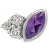 14 Karat White Gold Amethyst and .03 Carat Diamond Right Earring